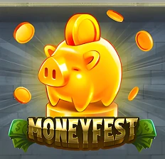 MoneyFest slot game with golden piggy bank and coins — win big at Crowngreen